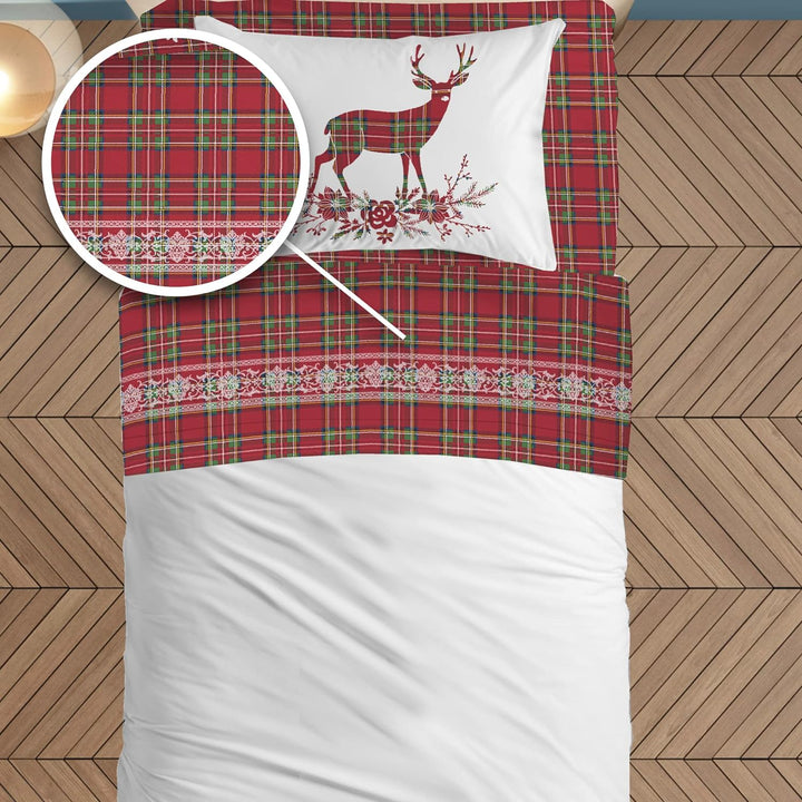 PENSIERI DELICATI Bettwäsche Set Einzelbett 100% Baumwolle, Einzelbett 90x200 Inklusive Bodenblech,