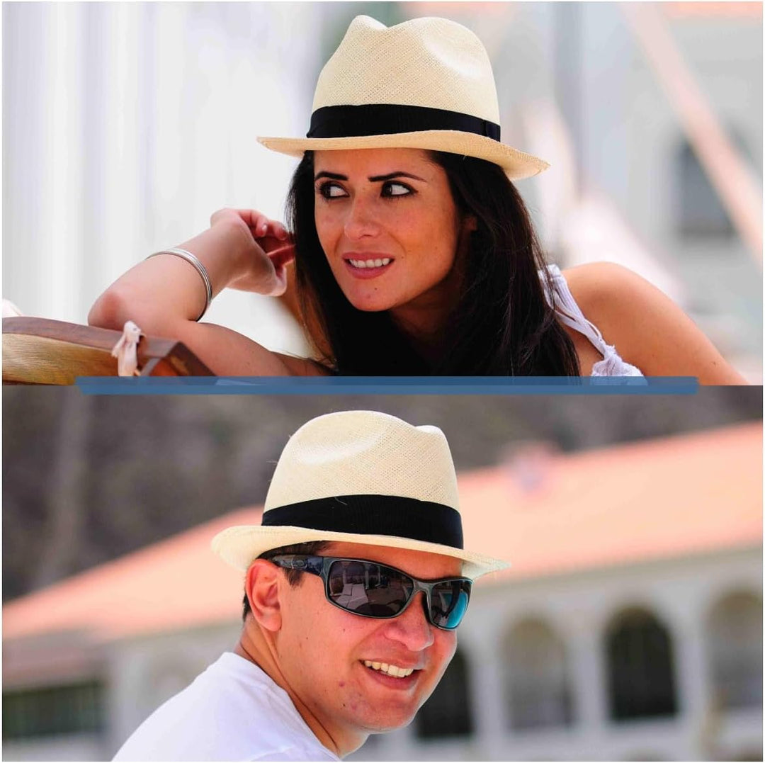 Gamboa Fedora Panama Hut Herren und Damen Sommer Strohhut Panamahut Sonnenhut UV-Schutz UPF50+ 62 Cr