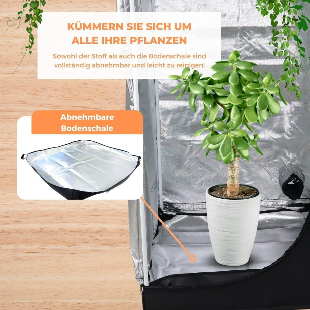 Mobiclinic®, Growzelt 120x240x200 cm, Indoor, Premium Mylar 97% reflektierend, Hydroponisches System