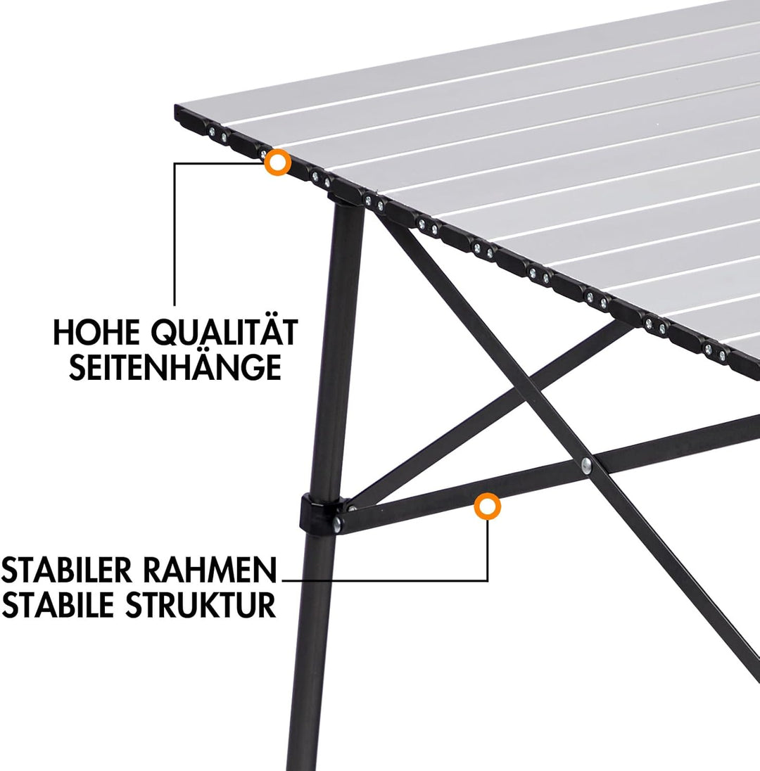 PORTAL Campingtisch klappbar Klapptisch Camping faltbar mit Aluminium Tischplatte belastbar 80kg mit