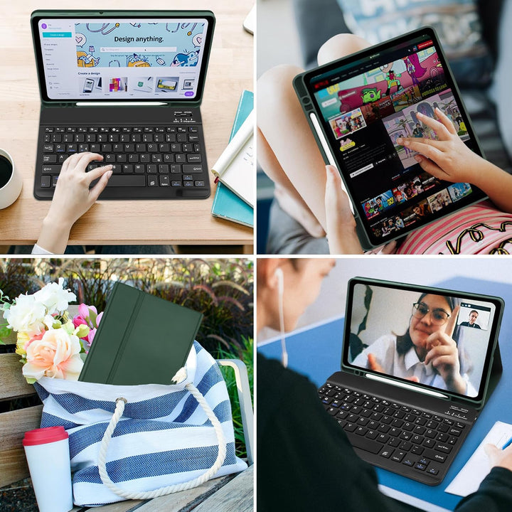 Hülle mit Tastatur für Samsung Tab S6 Lite (Deutsches QWERTZ), Galaxy Tab S6 Lite Hülle mit Pencil H