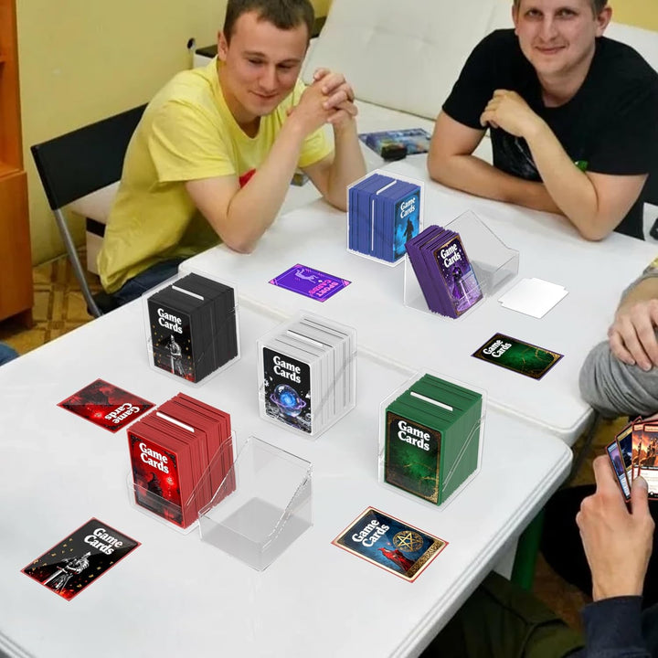 6 Stück Card Deck Boxen, Transparent Commander Kartenbox mit 600Pcs Kartenhüllen und Kartentrenner,
