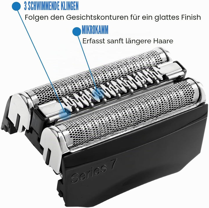 2 Stück 70B Series 7 Ersatzkopf Kompatibel mit Series 7 Elektrorasierer Scherkopf Folie und Cutter R