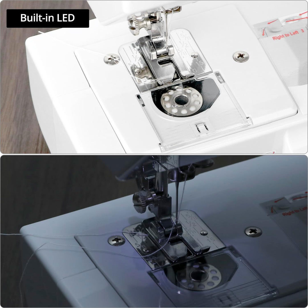 QWORK® Nähmaschine für Anfänger - 12 Stiche - Doppelte Geschwindigkeit - Freiarm zum Nähen von Ärmel