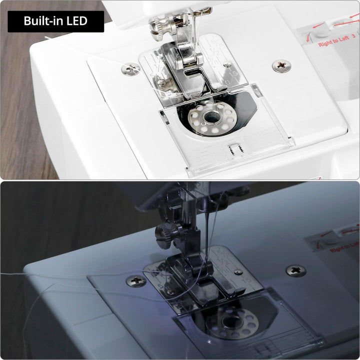 QWORK® Nähmaschine für Anfänger - 12 Stiche - Doppelte Geschwindigkeit - Freiarm zum Nähen von Ärmel
