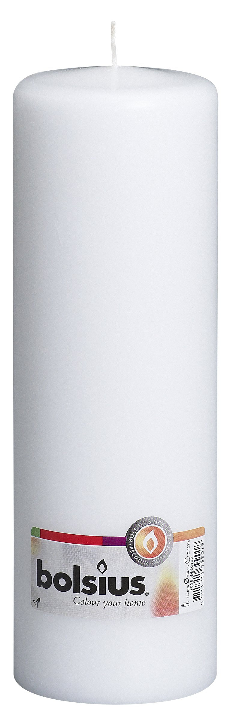 Bolsius Glatte Stumpenkerzen - Weiss - 8 Stück - 25 x 8 cm - Dekorative Haushaltkerzen - Länge Brenn