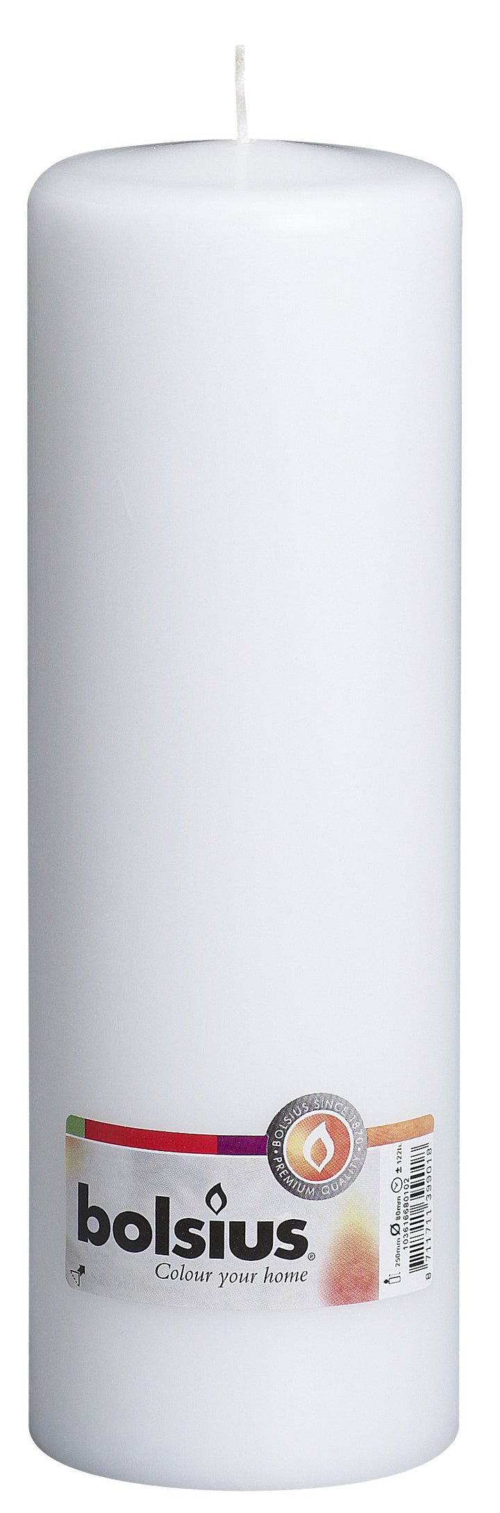 Bolsius Glatte Stumpenkerzen - Weiss - 8 Stück - 25 x 8 cm - Dekorative Haushaltkerzen - Länge Brenn