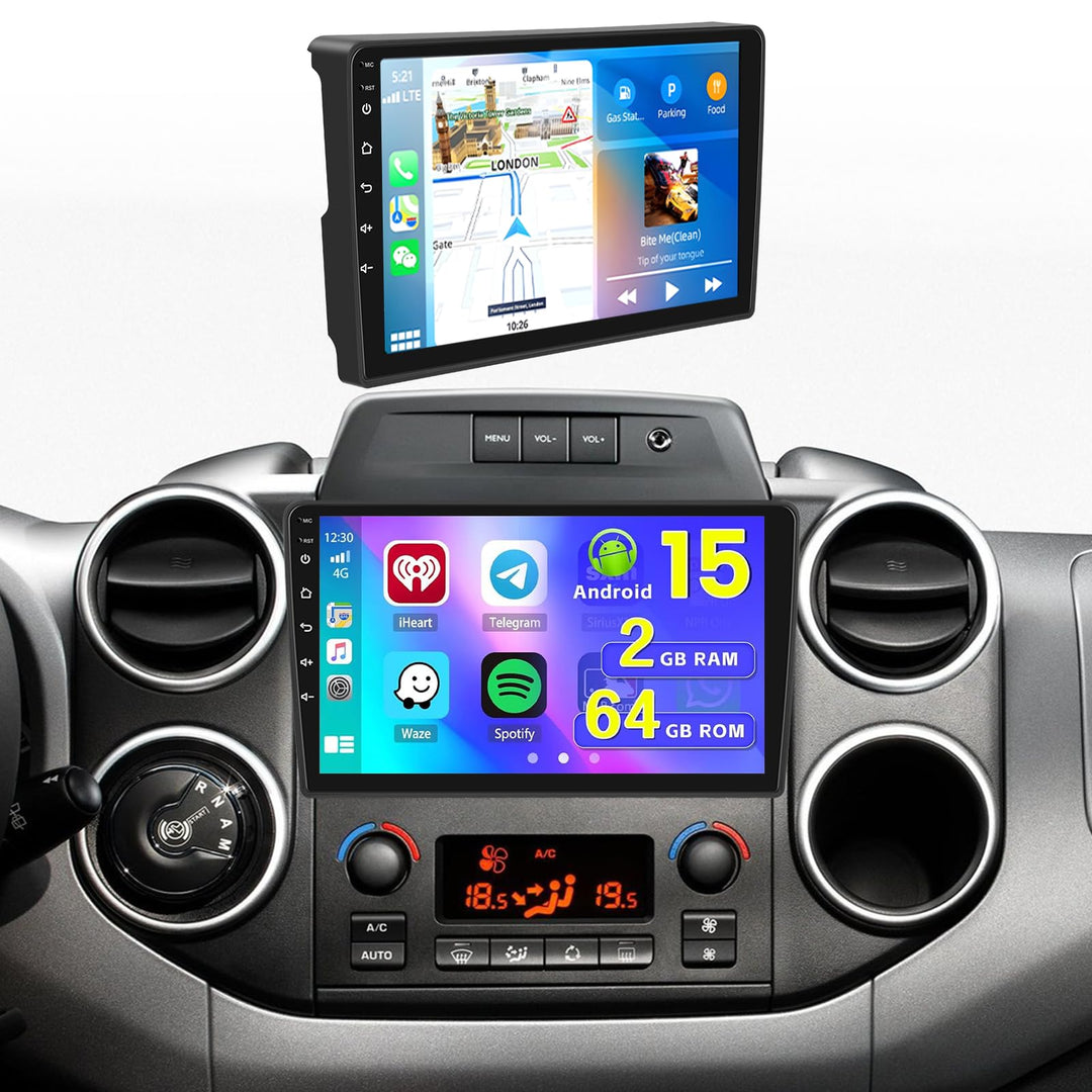 [Berlingo B9/Peugeot Partner] Autoradio Android CarPlay Android Auto | Android 15, 2+64G, 9 Zoll Tou