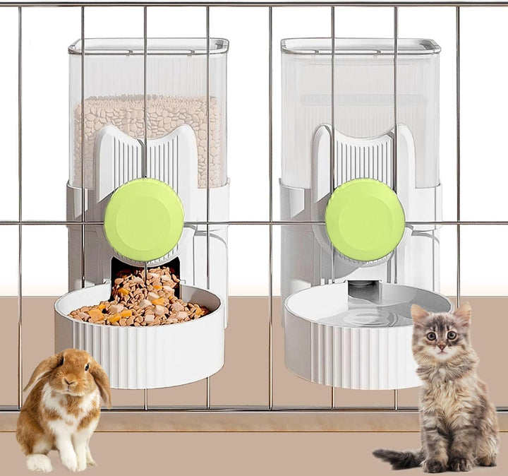 Kathson Rabbit Gravity Auto Feeder Set 35oz Hanging Automatic Food Water Dispenser Cage Automatic Fe