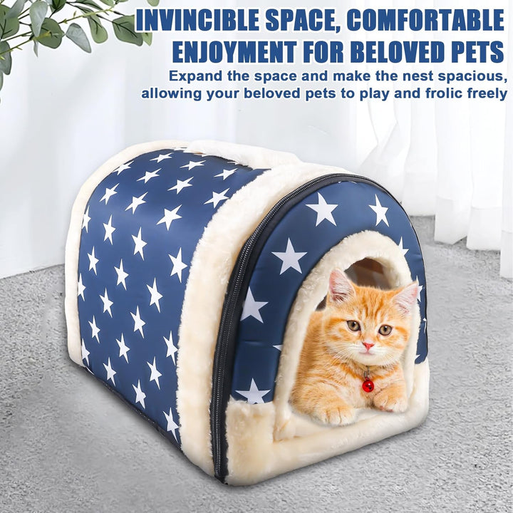 Katzenhaus Für Draussen: 2 In 1 Haustier Haus und Sofa, Winterfest Wasserdicht Warm katzenhöhle, 37