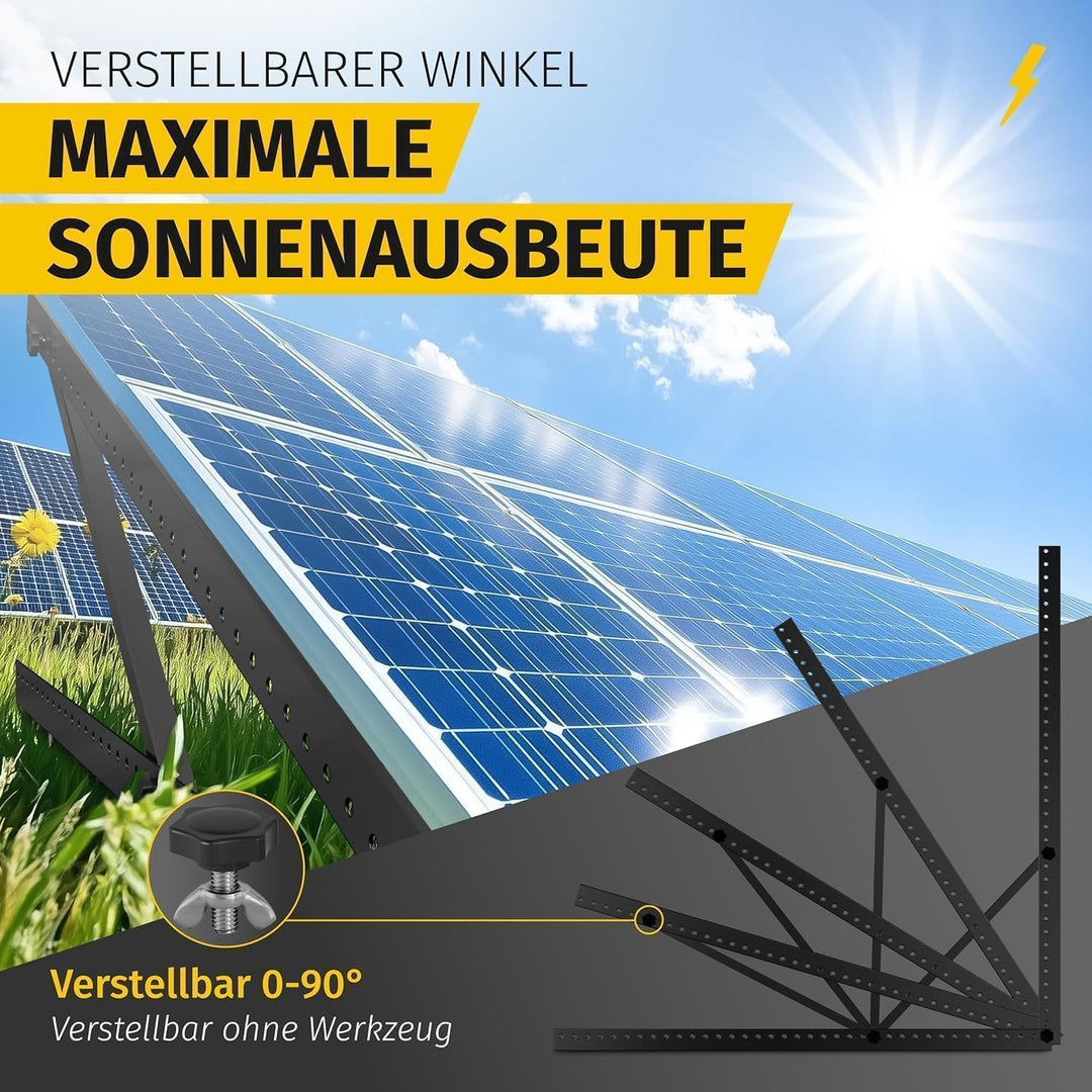 Avoltik Balkonkraftwerk Halterung 2er Set [0% MwSt.] - Solarpanel Halterung Flachdach [0-90° verstel