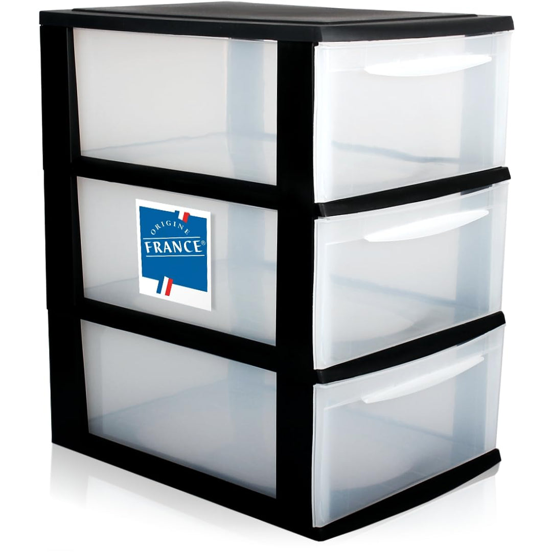 Schubladenbox A4 Schubladenschrank Kunststoff Schreibtisch Organizer mit 3 transparenten Schubladen