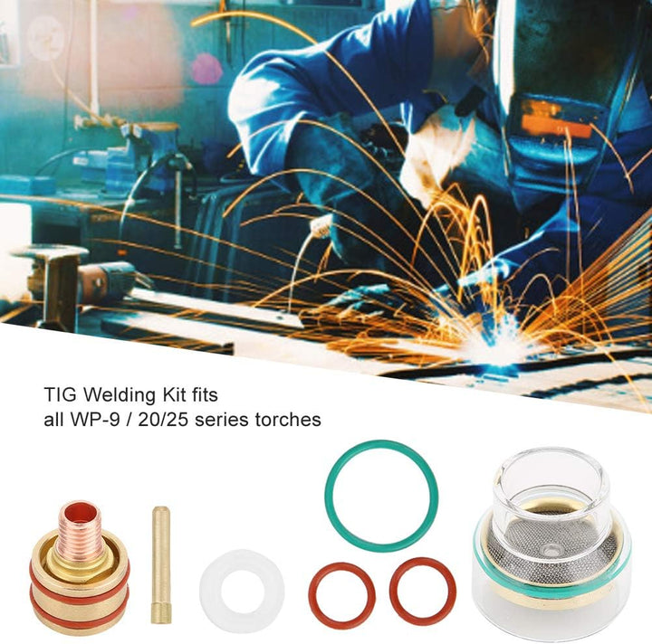 WIG-Gaslinsen-Spannzangen-Verbrauchsmaterial-Kit WIG-Schweissbrenner mit weissem Kunststoffring Opti