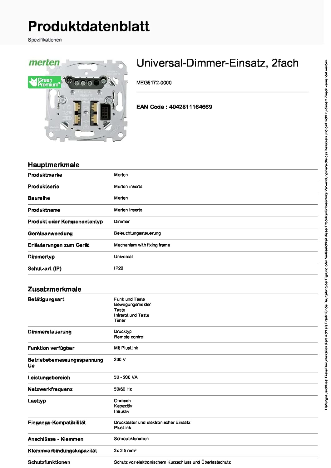 Schneider Electric Merten MEG5172-0000 | Universal-Dimmer-Einsatz | Metallisch | Made in Germany, Si