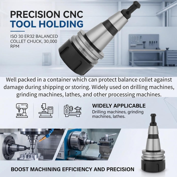 ISO30 ER32 Balance Collet Chuck Edelstahl G2.5 30000RPM CNC Drehwerkzeug Werkzeughalter Silber und S