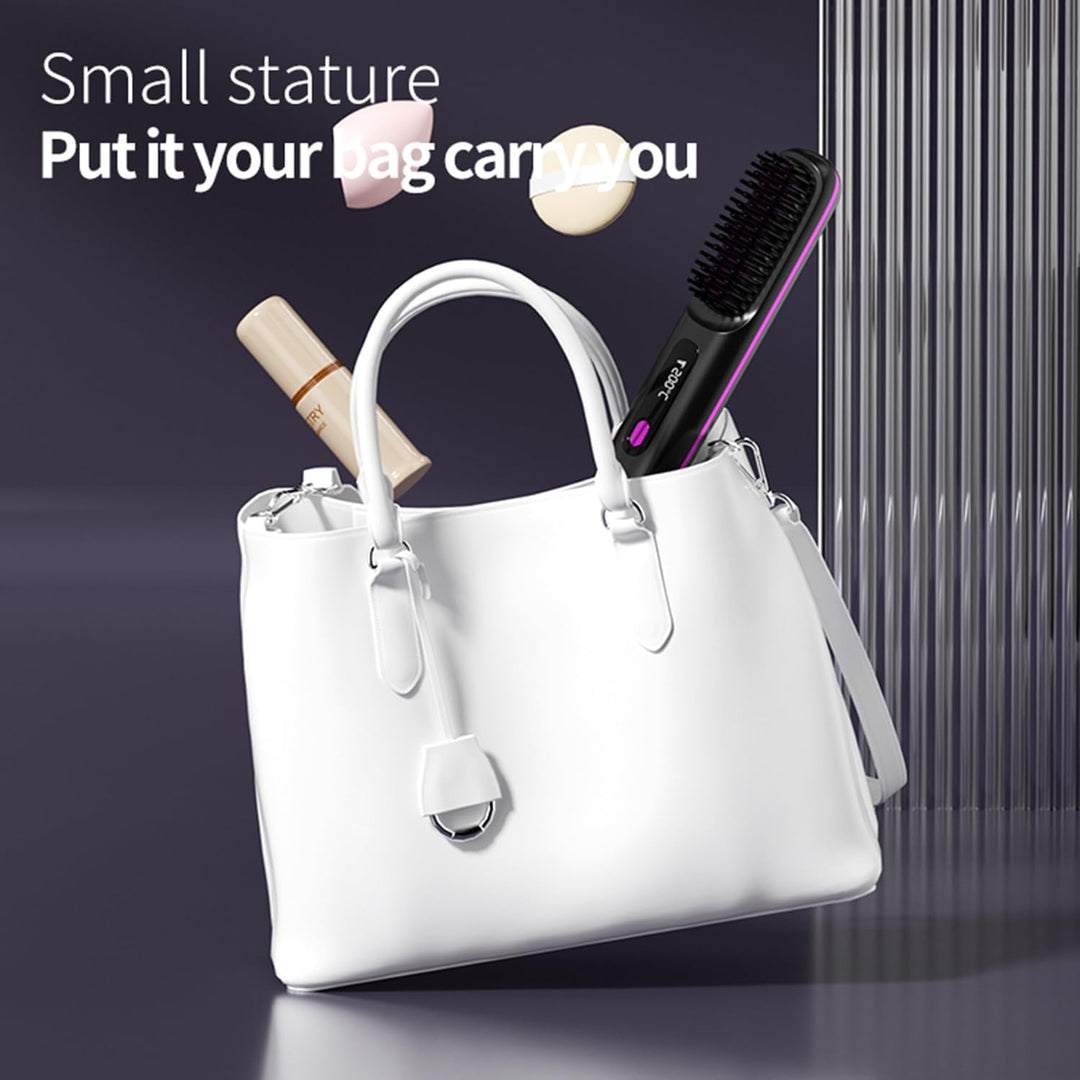 Go Brush Pro – Tragbare, kabellose Mini-Haarglätterbürste für Frauen mit LCD-Temperaturanzeige, 2000