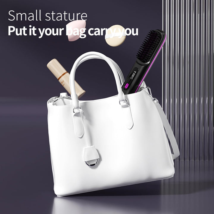 Go Brush Pro – Tragbare, kabellose Mini-Haarglätterbürste für Frauen mit LCD-Temperaturanzeige, 2000