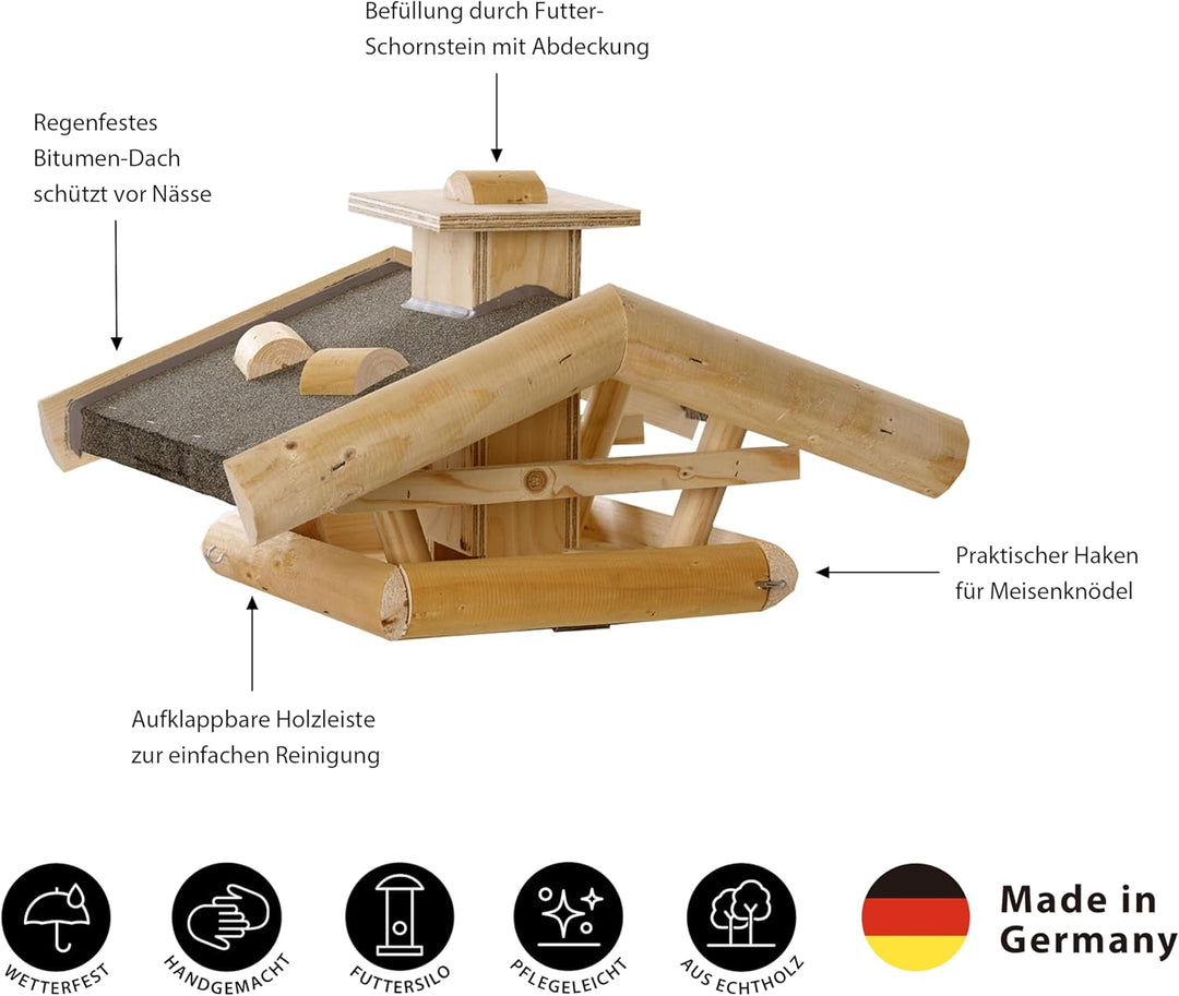 Dehner Natura Premium Wildvogel Futterhaus Watzmann, Futterstation für Wildvögel, Vogelhaus wetterfe