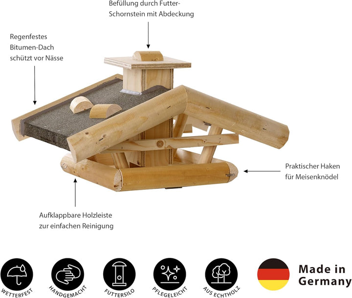 Dehner Natura Premium Wildvogel Futterhaus Watzmann, Futterstation für Wildvögel, Vogelhaus wetterfe