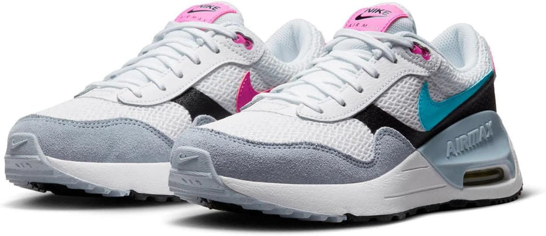 Nike Jungen Air Max SystmSneaker 35.5 EU Weiss Blau Blitzschwarz Blaues Flüstern, 35.5 EU Wei&#xDF;