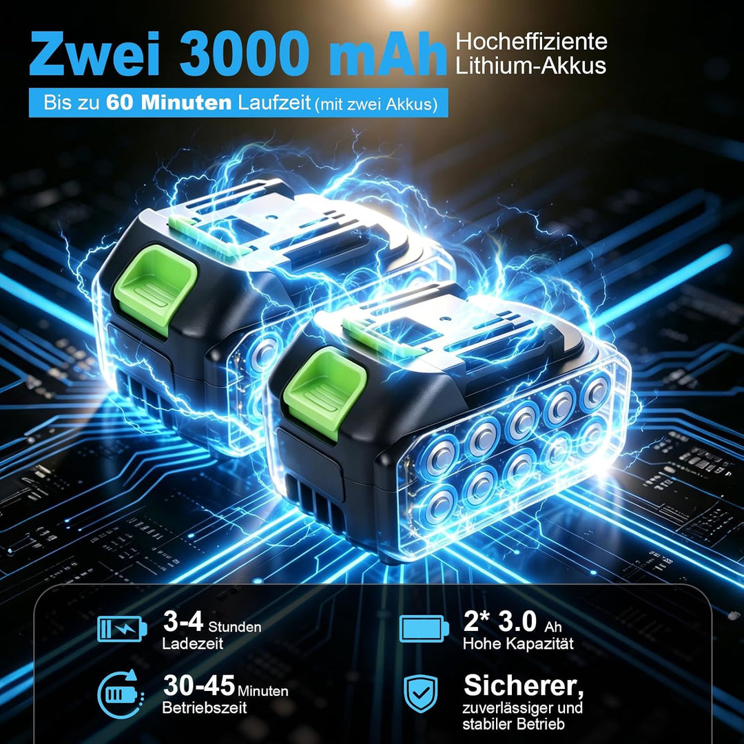 21V Akku-Hochdruckreiniger, Tragbarer Hochdruckreiniger mit 6-in-1 Multifunktionsdüse, 2 Akkus,120Ba