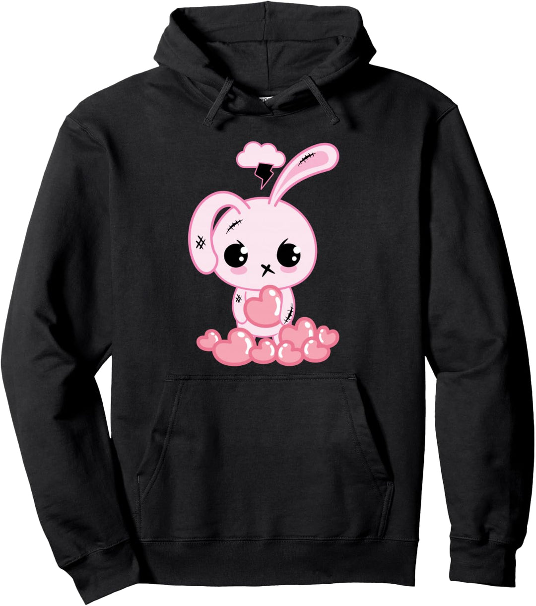 Pastell Goth Kawaii Kleidung, gruselig niedlicher Kawaii Goth Bunny Pullover Hoodie