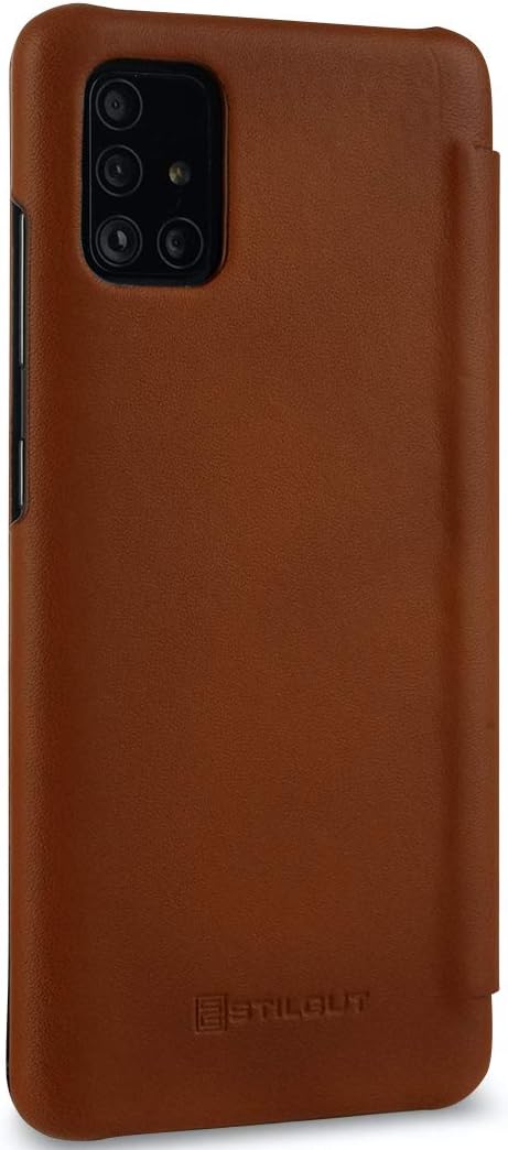 STILGUT Book Case kompatibel mit Samsung Galaxy A51 Hülle aus Leder zum Klappen, Klapphülle, Handyhü