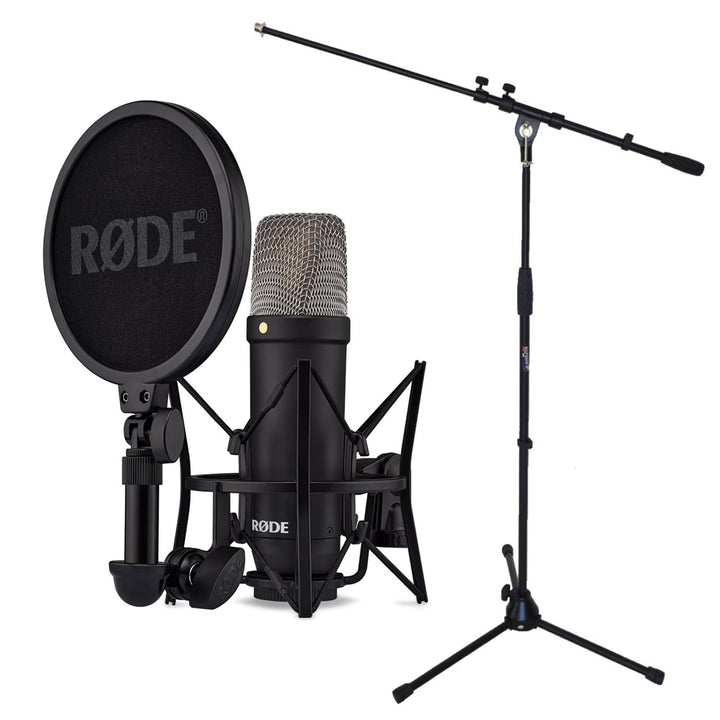 Rode NT1 Signature Black Studio-Mikrofon Kondensatormikrofon + keepdrum Mikrofonständer mit Mikrofon