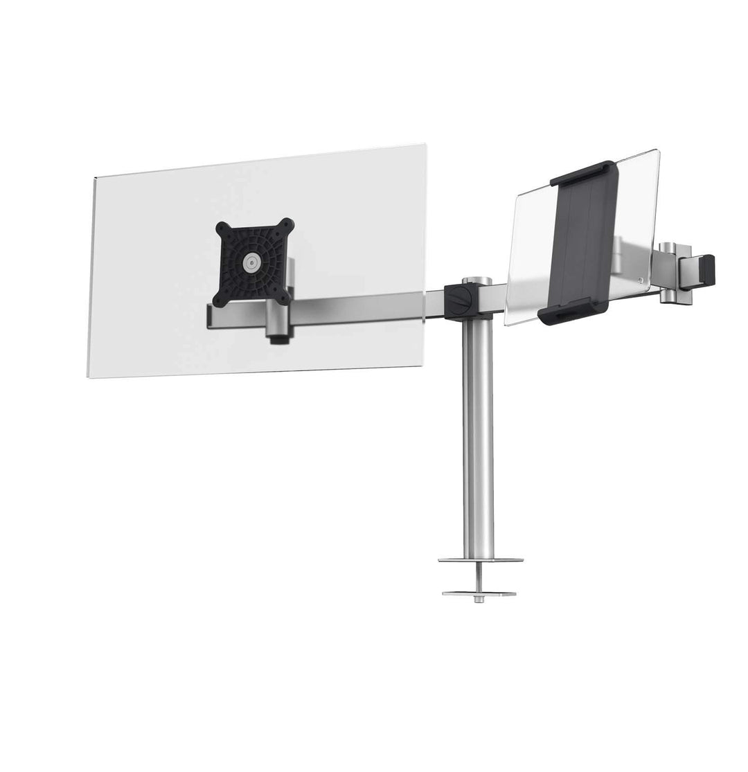 Durable Tischhalter für 1 Monitor 21-27" und 1 Tablet 7-13", mit Tischdurchführung, 360° drehbar, ne