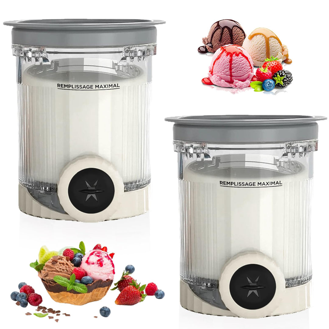 Behälter für Ninja Creami Deluxe Pints,2 Stück Ersatz für Ninja Creami Deluxe Pints und Deckel,Eisbe
