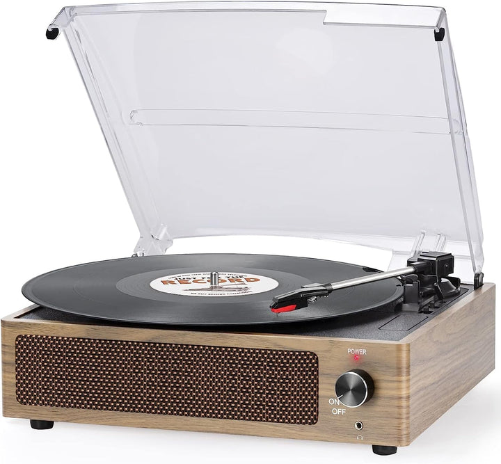 Trynnay Plattenspieler mit Lautsprecher Vinyl Schallplattenspieler Wireless LP Phonograph mit Eingeb