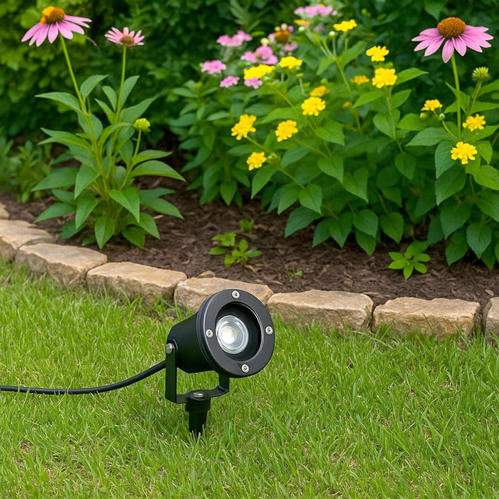 SSC-LUXon 2 Stück LED Gartenstrahler Erdspiess für aussen - mit 3W GU10 LED Lichtfarbe warmweiss - s