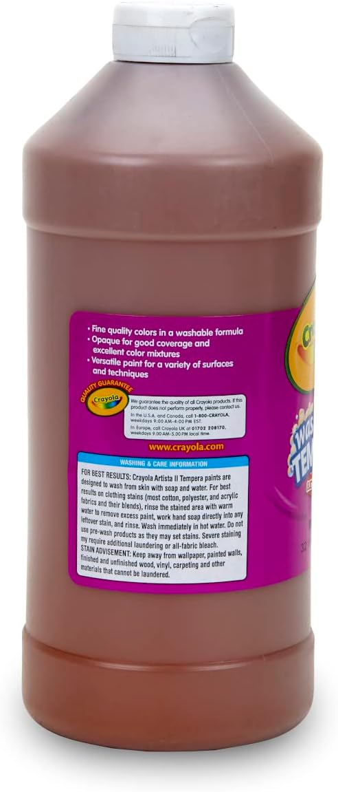 Artista II Washable Tempera Paint, Brown, 32 oz