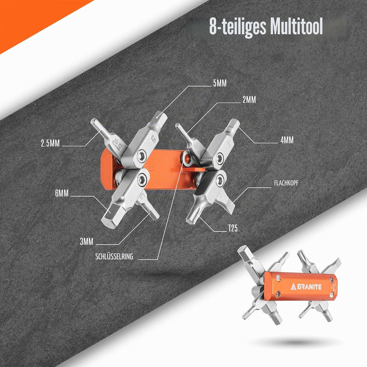 Granite Stash Multi-Tool Kit - Kompaktes Fahrradwerkzeug kann im Gabelschaft verstaut werden STANDAR