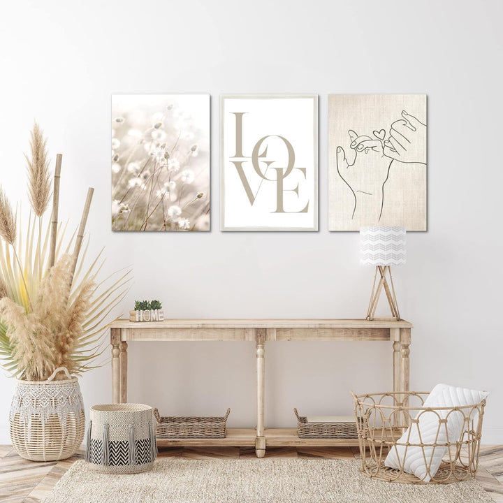 Novart Bilder Set Boho Strand - Kein Extra Rahmen benötigt - Wandbilder für Wohnzimmer Schlafzimmer
