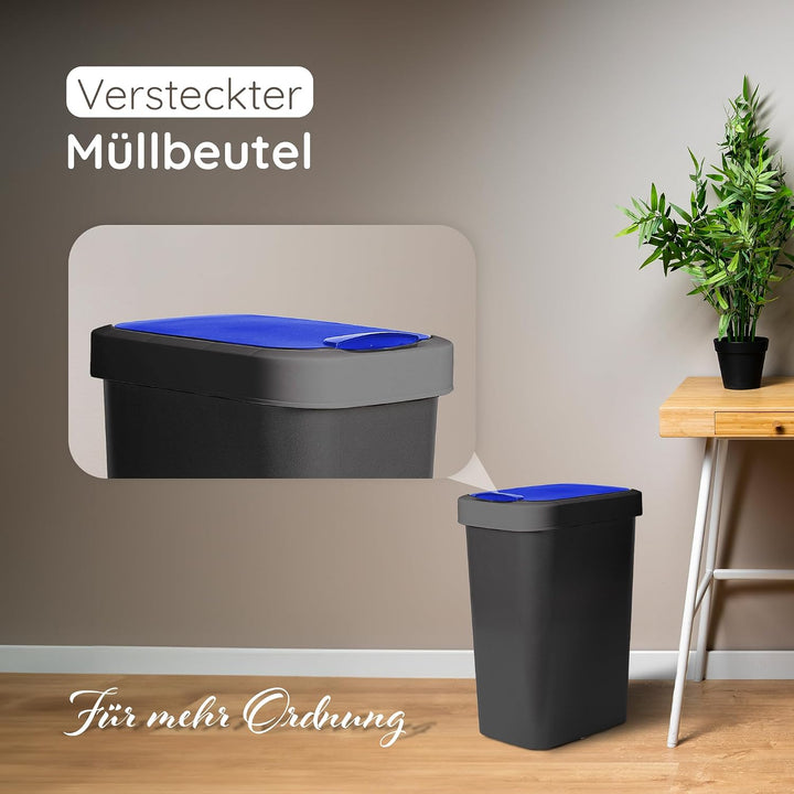 Novaliv Mülltrennsystem 50L 2er Set Mülleimer mit Schwingdeckel, Mülltrennung Küche Abfalltrennung,