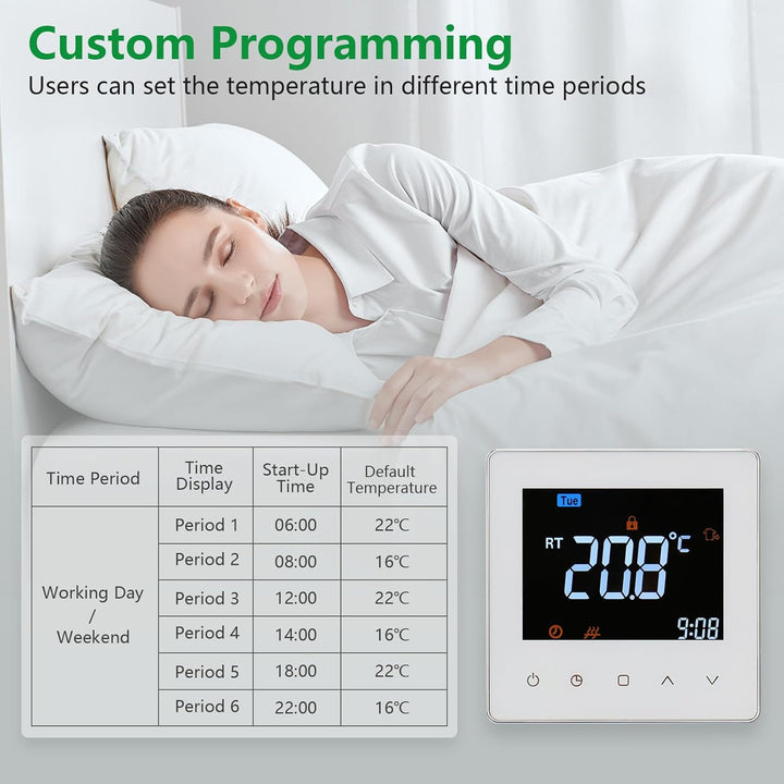 Wengart 24V Thermostat WG538,3A Thermostatsteuerung für den Innenbereich,wöchentliche Programmierung