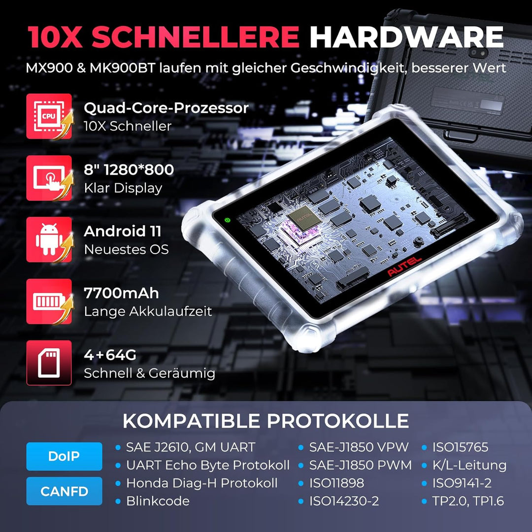 Autel MaxiCheck MX900 Diagnosegerät Auto, 2026 Bidirektionales wie MaxiCOM MK900 MK900BT OBD2 Diagno