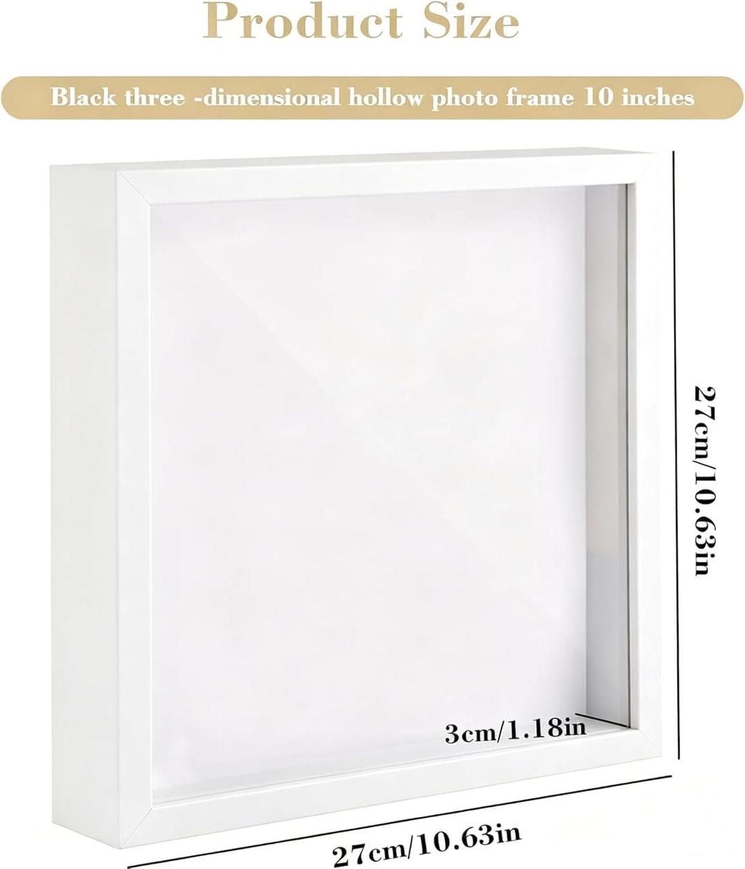3D Bilderrahmen, 25x25 cm Bilderrahmen Tief, Objektrahmen Tief Bilderrahmen zum Befüllen Rahmen Quad