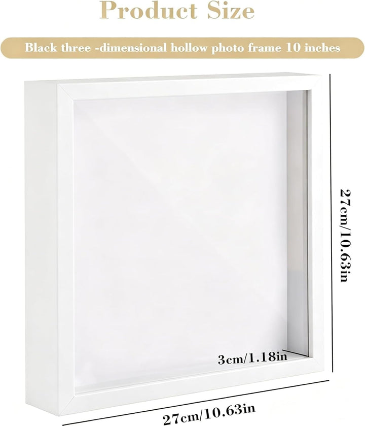 3D Bilderrahmen, 25x25 cm Bilderrahmen Tief, Objektrahmen Tief Bilderrahmen zum Befüllen Rahmen Quad