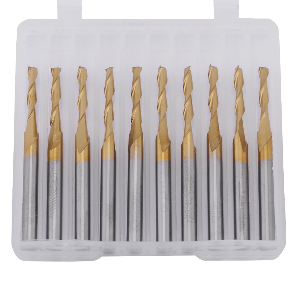 10 pcs Schaftfräser Hartmetall Coated Fräsbohrer Doppel-Fräser Fräserset 3.175mm Schaft 2mm Schneidk
