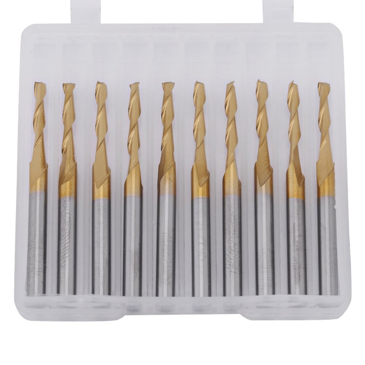 10 pcs Schaftfräser Hartmetall Coated Fräsbohrer Doppel-Fräser Fräserset 3.175mm Schaft 2mm Schneidk