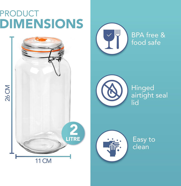 Gärglas mit Luftschleuse, 2 l, ideal für sichere Gärung, Silikondeckel und Gärgewichte, 2 Stück