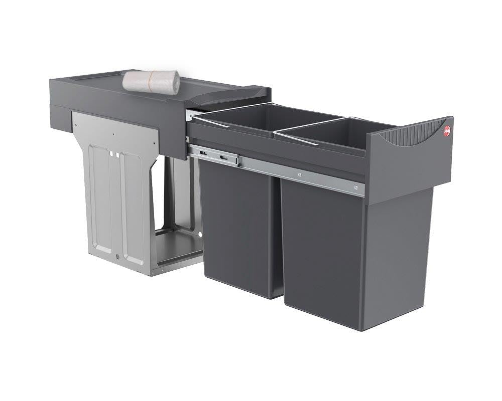 Hailo Abfallsammler TA Swing 3666104 | Einbau-Mülleimer 2x15L | Tandem Mülltrennsystem für Küchenunt