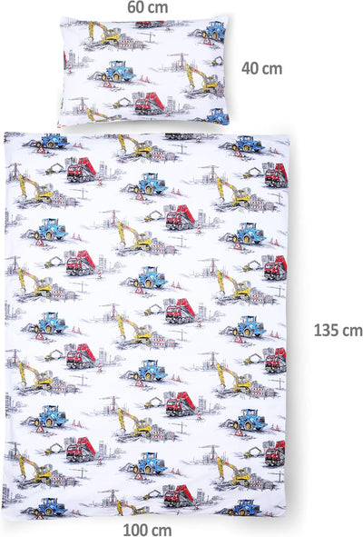 PinkZebra Kinderbettwäsche: Decke 100 x 135 cm + Kissen 40 x 60 cm mit Reissverschluss, Babybettwäsc