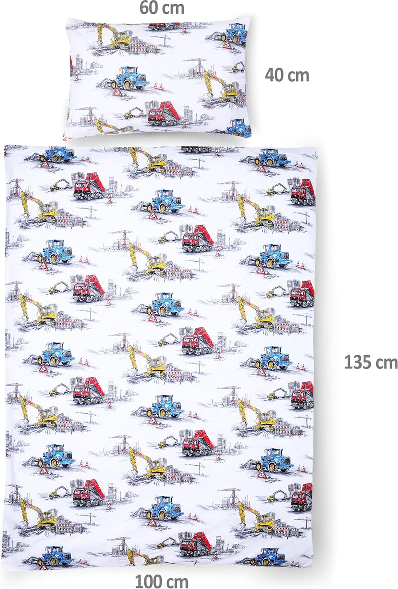 PinkZebra Kinderbettwäsche: Decke 100 x 135 cm + Kissen 40 x 60 cm mit Reissverschluss, Babybettwäsc