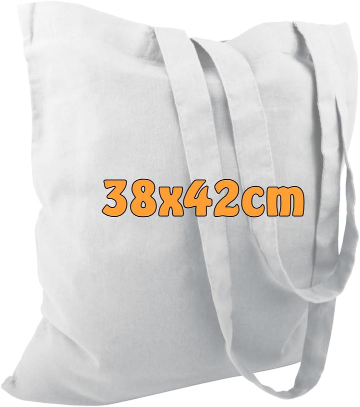 Cottonbagjoe Baumwolltaschen | 38x42 cm | unbedruckt | mit zwei langen Henkeln | bemalbar | Öktex 10