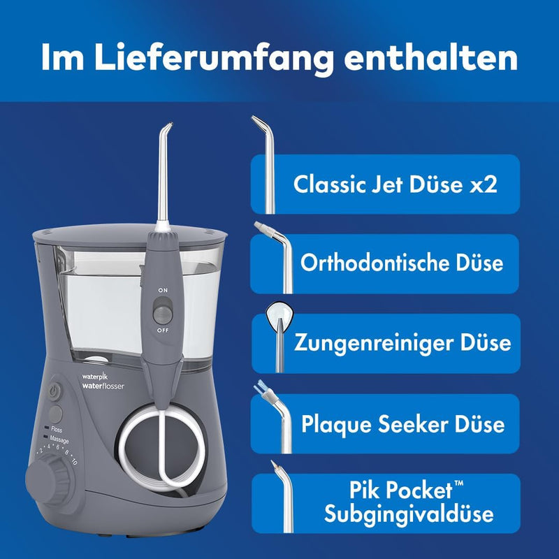 Waterpik Ultra Professional Waterflosser feststehende Munddusche mit 7 Aufsätzen, Druckbereich von 0