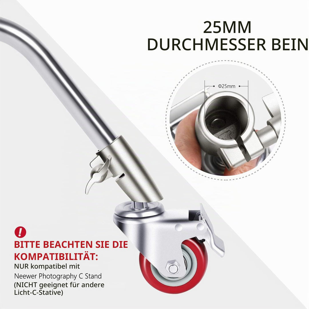 NEEWER 3er Pack Professionelle Lenkrollen mit 75mm Durchmesser haltbare Metallkonstruktion mit Gummi