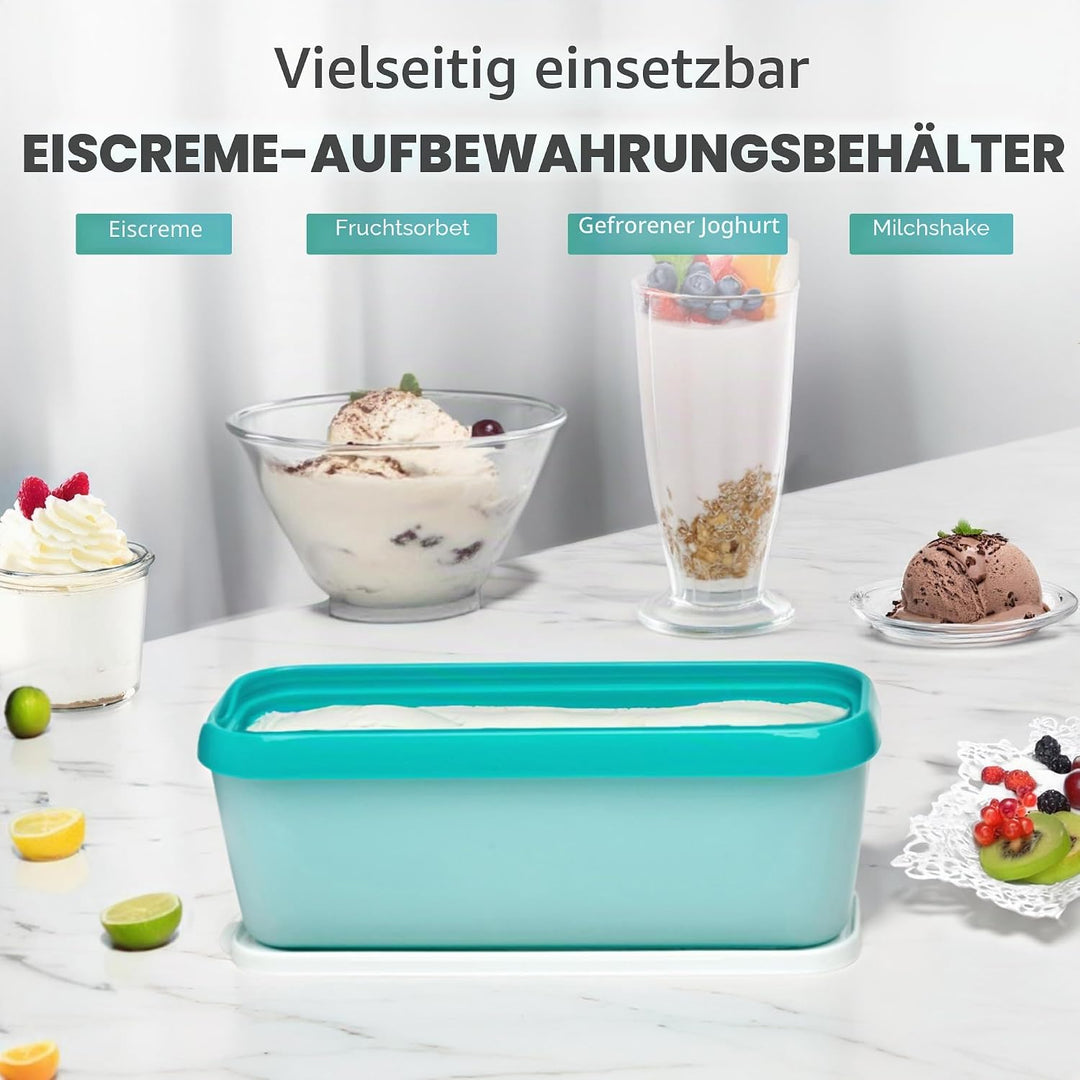 SveBake Eisbehälter für Speiseeis 1,4 Liter - 2er-Set Behälter mit Deckeln, Hausgemachte für EIS Cre